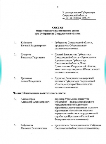 Куйвашев обновил состав своего ОПС