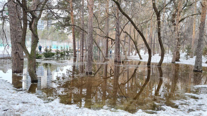 Из-за таяния снега в Зеленой Роще в Екатеринбурге размыло беговые дорожки
